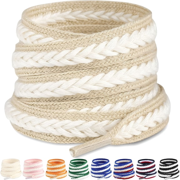 TUWAFE 2 Pairs 35" Flat Braided Shoe Laces for Sneakers, Wide Thick Athletic Shoelaces, Replacement Shoestrings