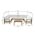 thumbnail image 3 of Perla Outdoor 9 Seater Teaked Acacia Wood Sectional Sofa Set with Cream Cushions, 3 of 9