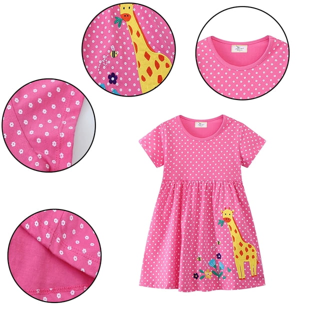 AJZIOJIRO Robe Princesse pour Filles Tout-Petits, Robe à Pois Adorable, Robe d'Été Simple et Ample pour Enfants