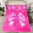 thumbnail image 2 of Manfei Sequin Print Bed Sheets Twin, Princess Bowknot Twin Sheet Sets, Deep Pink Bedding Sets Twin Size, Ultra Soft Room Decor, 3 Pieces, 2 of 7