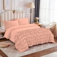 thumbnail image 2 of DNG Creations 3 Piece Vintage Ruffle Duvet Cover 100% Egyptian Cotton, 800 Threads Count - With Zipper & Corner Ties ( Full/Queen - Solid Peach ), 2 of 7
