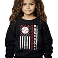 thumbnail image 3 of Patriotic Baseball Sweatshirt for Women, Men & Kids - Game Day USA Flag Sports Pullover Black Sweatshirt Youth Large, 3 of 7