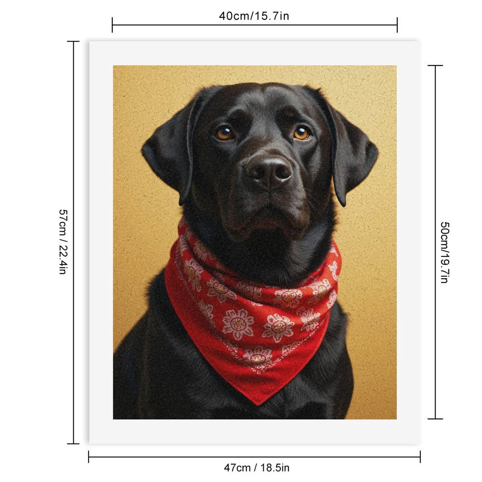 Paint By Numbers Kit for Adults Beginner - DIY Black Dog Red Bandana Portrait Canvas Painting Kits for Adults, Frameless Paint By Number for Adults for Home Wall Decor 16x20 Inch