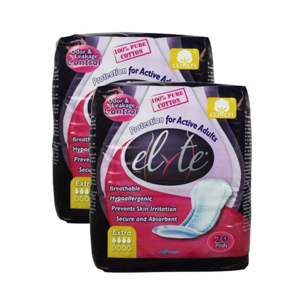 Elyte Light Cotton Incontinence Pads Xtra 20 Pads ( 2 Pack )
