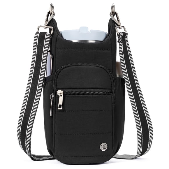 Bolso bandolera Telena para mujer con soporte para botellas de agua, color negro