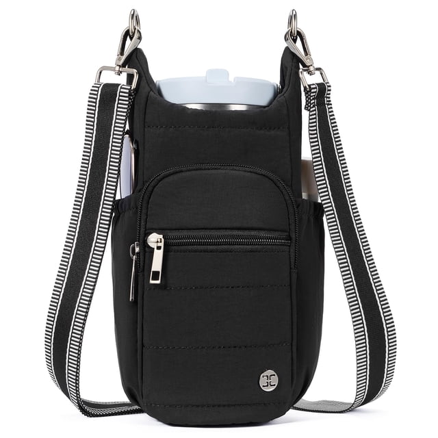 Bolso bandolera Telena para mujer con soporte para botellas de agua, color negro
