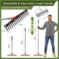 thumbnail image 4 of CKLT 17-Tine Garden Rake, Heavy Duty Bow Rake with 62" Adjustable Stainless Steel Handle, Tempered Spring Steel Tines for Lawns, Loosening Soil, and Yard Work, Orange, 4 of 10