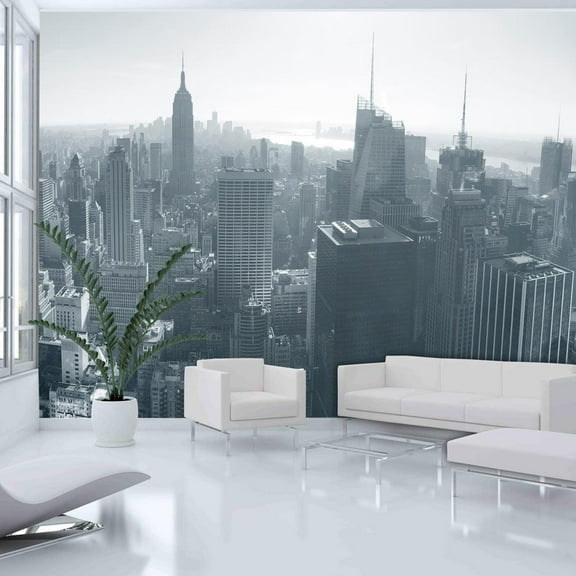 Tiptophomedecor New York Wallpaper Wall Mural - Foggy Skyline In Black & White