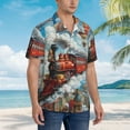 thumbnail image 5 of Daiia Red Train Hot Air Balloon Hawaiian Shirt for Men Gentle Cotton Regular Short Sleeve Casual-Medium, 5 of 9