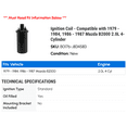 thumbnail image 2 of Ignition Coil - Compatible with 1979 - 1984, 1986 - 1987 Mazda B2000 2.0L 4-Cylinder 1980 1981 1982 1983, 2 of 2