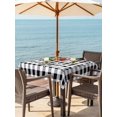 thumbnail image 2 of Outdoor Tablecloth with Umbrella Hole and Zipper, Christmas Home Square Table Cloth 60x60 Inch Waterproof Tablecloth, Winter Xmas Black White Buffalo Plaid Picnic Table Cover for Patio Camping, 2 of 7