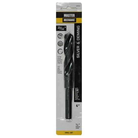 Master Mechanic 694254 23/32 x 6-In. Silver & Demming Black Oxide Drill Bit - Quantity 1