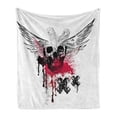 thumbnail image 1 of Skull Soft Flannel Fleece Blanket, Grunge Wings and Skulls with Signs Color Stains Background Punk Style Artwork, Cozy Plush for Indoor and Outdoor Use, 50" x 60", Black Pink White, by Ambesonne, 1 of 6
