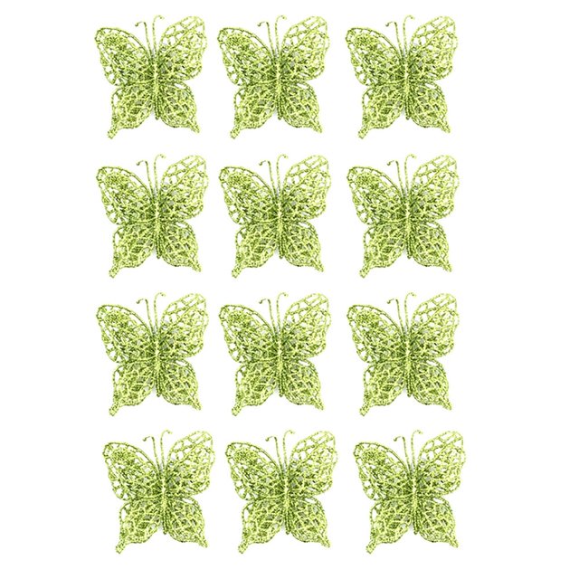 12Pcs/Set Widget Decor Hollow Out Simulation PVC Creative Merry Christmas Butterfly Ornament for Home