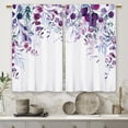 thumbnail image 5 of Purple Eucalyptus Kitchen Curtains Botanical Leaves Flower Small Short Cafe Window Curtains Watercolor Plant Floral Bathroom Drapes Treatment Tier Curtains 2 Panels (27.5x39 Inch), 5 of 6
