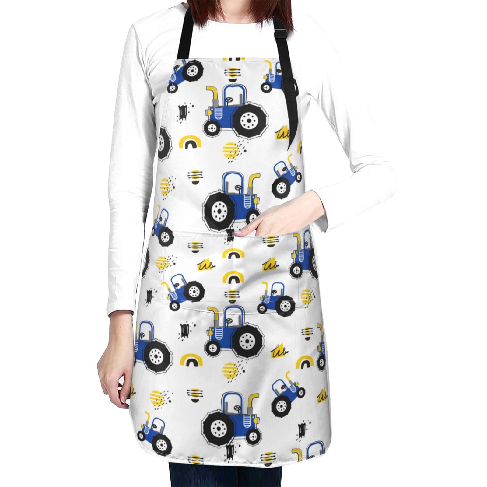 Kdxio Tractor And Vehicle Apron with Pockets Adjustable Kitchen Aprons for Men Women Waterproof Aprons for Cooking,Drawing,Crafting, Baking Household Cleaning