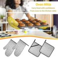 thumbnail image 5 of Daiia Silver Mosaic Pattern Oven Mitts and Pot Holders 4 pcs Set,High Heat Resistant 500 Degree Extra Thicken Long Kitchen Cotton Oven Glove, 5 of 6