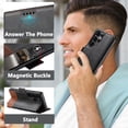 thumbnail image 6 of Wallet Case for Samsung Galaxy S23 Ultra, Premium PU Leather Detachable Magnetic Wallet Case, Credit Card Slots Kickstand Full Body Protection Magnetic Closure Rugged Phone Case Cover, Black, 6 of 8