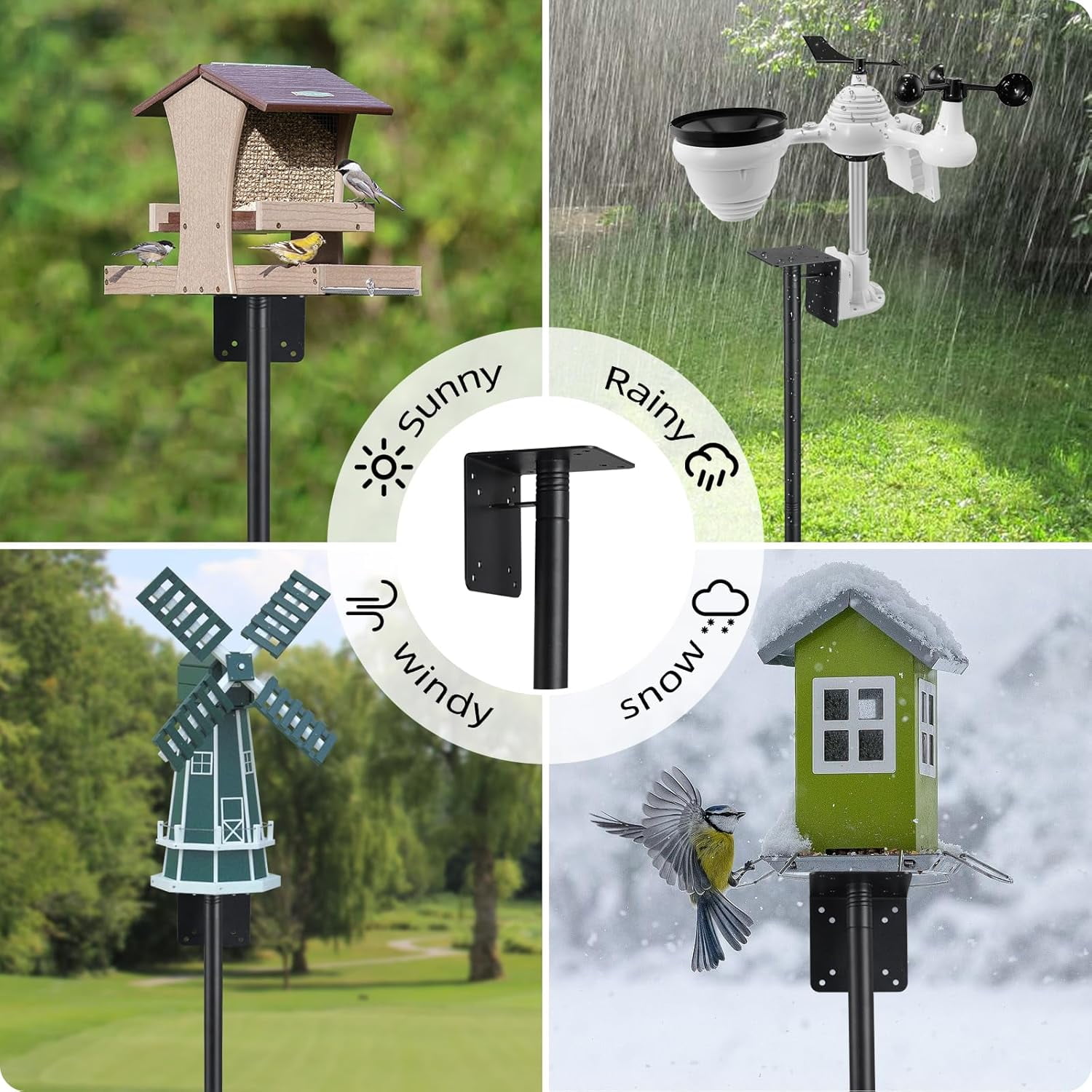 LCOKEIY Outdoor Bird House Pole,74 Inch Heavy Duty Bird Feeder Pole Mount Kit with 5-Prong Base for Birds Watching