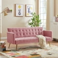 thumbnail image 4 of Bianlte Modern Velvet Futon Sofa Bed,Convertible Sleeper Sofa Couch with 3 Adjustable Couch Loveseat with Metal Leg for Living Room and Bedroom,Pink, 4 of 8