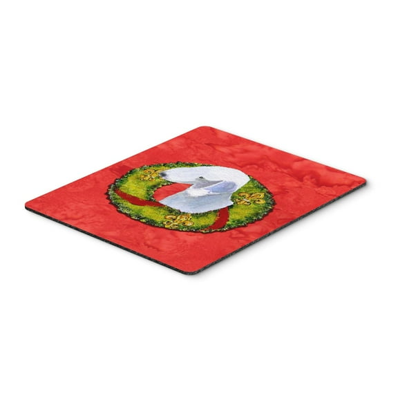 "Bedlington Terrier Cristmas Wreath Mouse Pad Hot Pad or Trivet"