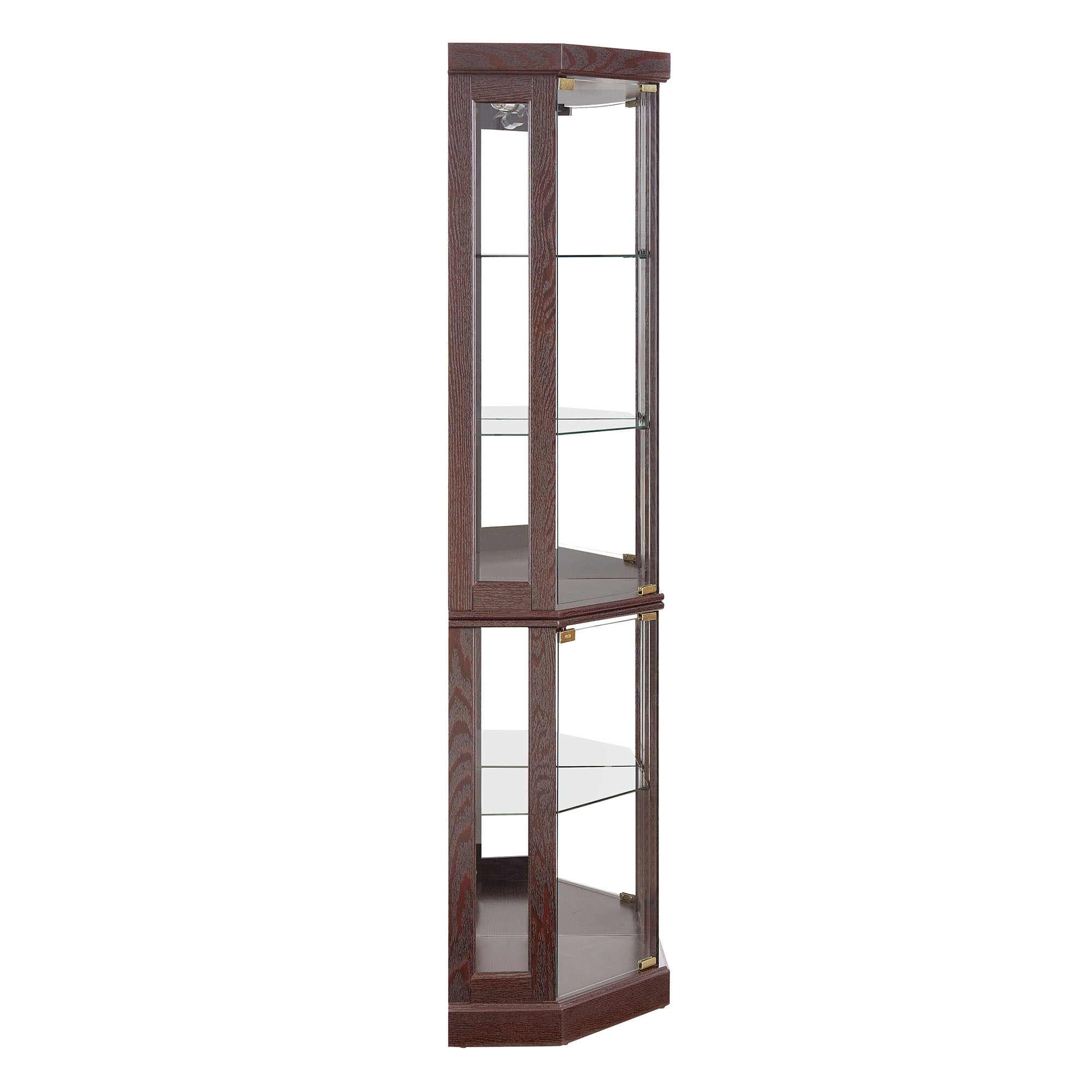 CQSXDA 79” Antique Curio Cabinet Corner Glass Display Storage Cabinet, Wine Storage with Lights