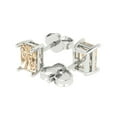 thumbnail image 2 of 14K Solid Gold Push Back Stud Earrings for Women | 2 cttw Emerald Cut Natural Morganite | White Gold, 2 of 5