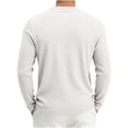 thumbnail image 3 of biudgviw Henley Shirts for Men Long Sleeve Ribbed Knit Button T-Shirt Casual Stylish Loose Fit Tops Fall Clothes Comfy Undershirts(White,X-Large), 3 of 5