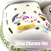 Charms for Shoes, 31PCS Rainbow Unicorn Aesthetic Shoe Pins with Glow In Night for Shoes, Wristband, Teens Girls, Women, Adults