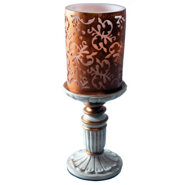 Flameless Roman Pillar Candle and Holder with Remote 12570 Walmart