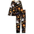 thumbnail image 4 of Renewold Warmth Web Pumpkins Pajamas for Women 2 Pieces Halloween Home Sweatsuit Set with Two Pockets Size 6XL Soft Lounge Wear for Walking Jogger, 4 of 5