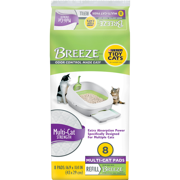 Purina Tidy Cats Cat Litter Accessories, BREEZE Pads Refill Pack Multi Cat Litter, 8 ct. Bag