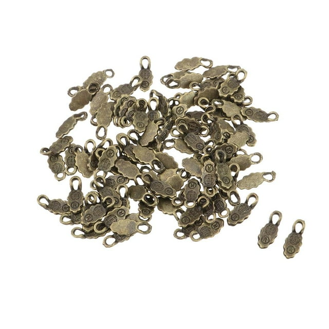 Paquete de 100 joyas con colgante de para para pulseras, collares, colgante de abalorios con tirador de cremallera Bronce