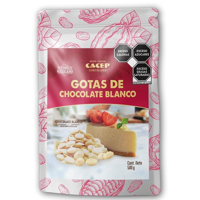 CACEP| Gotas de Chocolate Blanco 500g | Ideal para Repostería | Suave y Cremoso | Horneables | 100% Mexicano