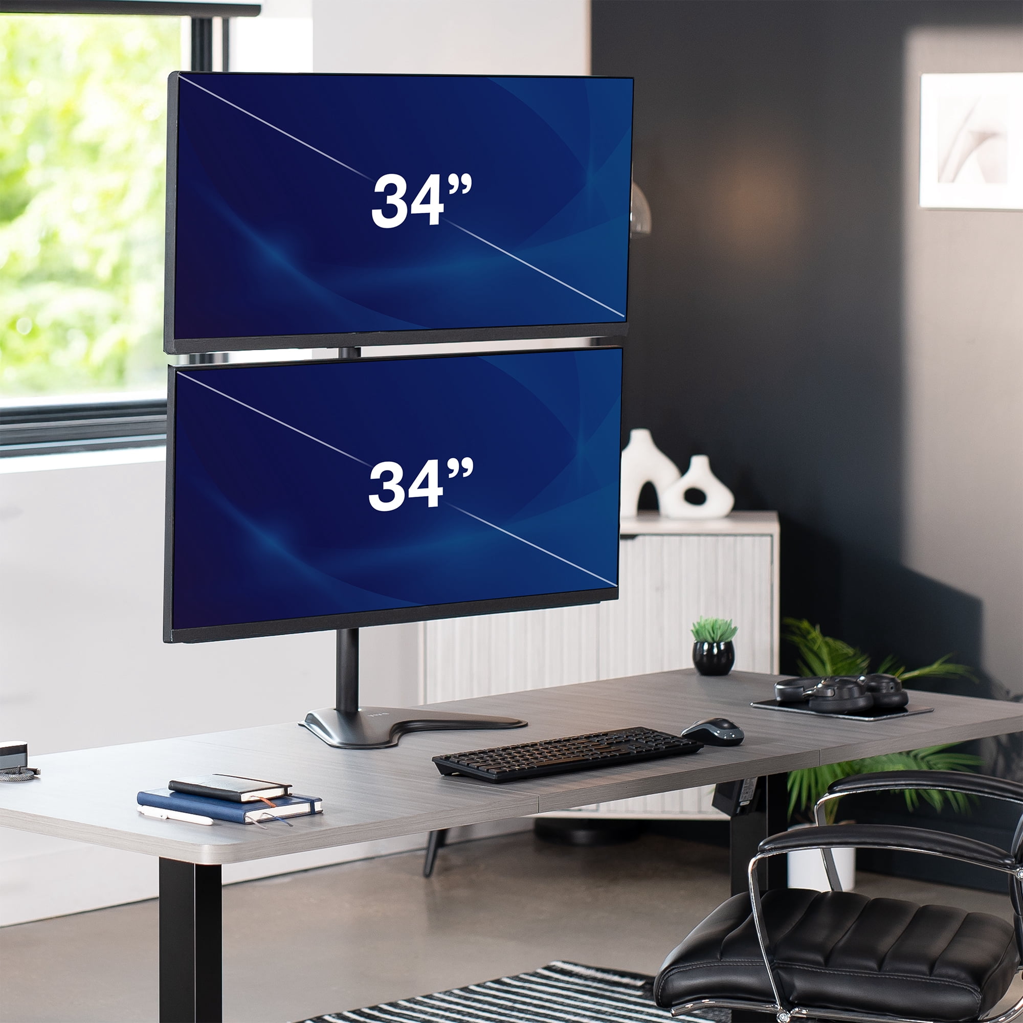 VIVO Dual LCD Monitor Vertical Stand Mount, Fits 2 Ultrawide Screens up to 34"