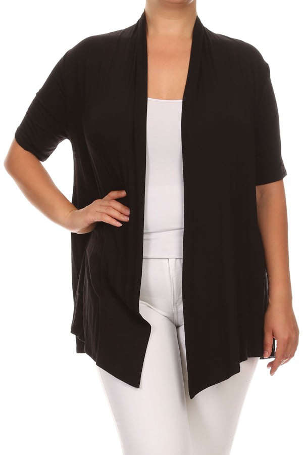 Plus Size Women&amp;#39;s Open Front Solid Cardigan