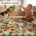 thumbnail image 5 of 3x5 ft Living Room Area Rug Machine Washable Boho Area Rug Non Slip Floral Vintage Low Pile Large Rug for Living Room, Bedroom, Farmhouse, Dining Room, Kids Playroom, 5 of 9