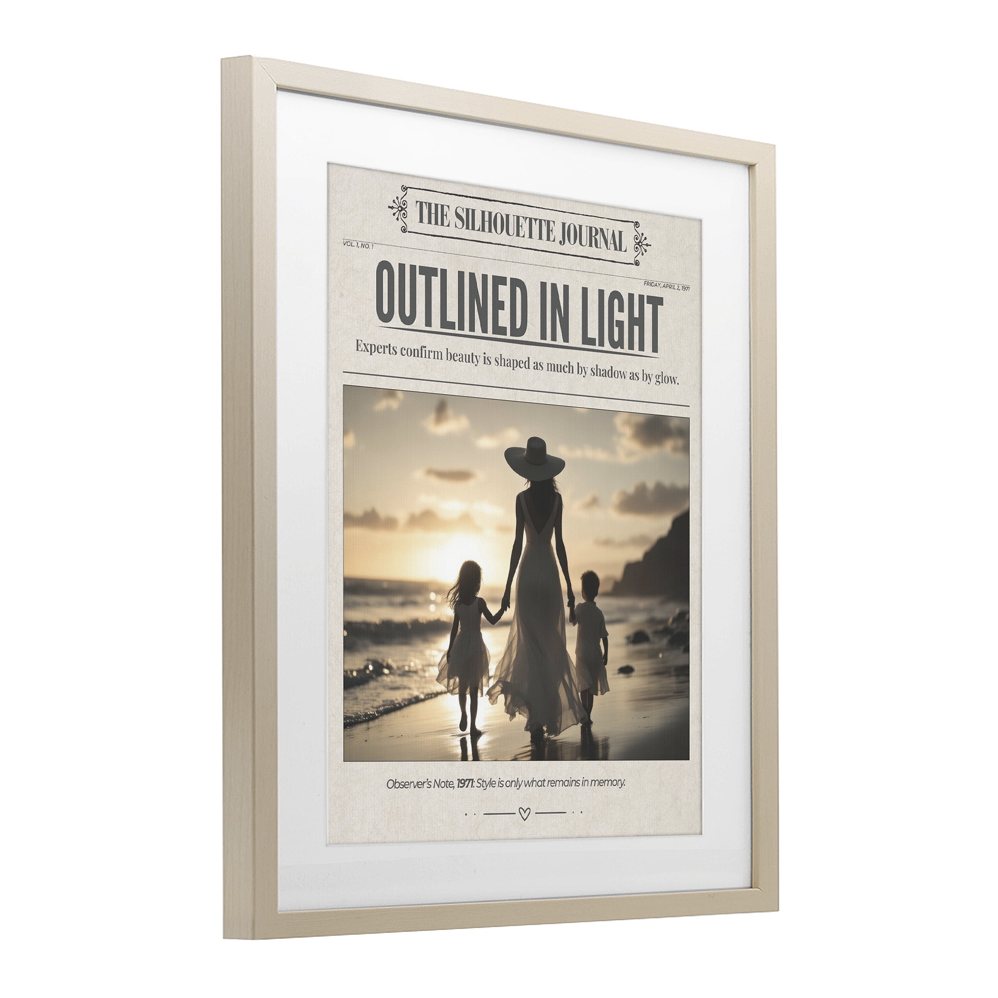Stupell Industries Outlined In Light Newspaper Birch Framed Print Under Glass, design by A Barefoot Stylist