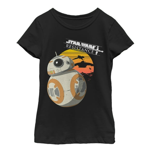 Girl's Star Wars Resistance BB-8 Sunset Graphic Tee Black X Large