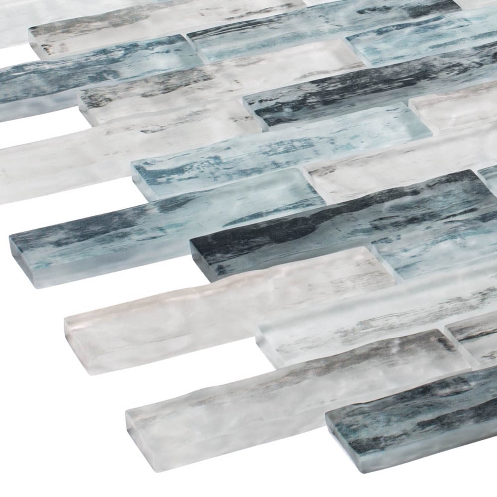 Giovan Islandia Blue 1-in. x 4-in. Brick Joint Matte Glass Mosaic Wall and Floor Tile