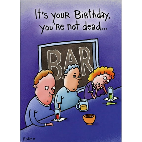 Oatmeal Studios Three Sad People at Bar Funny / Humorous Birthday Card
