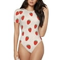 thumbnail image 2 of Picia Hand Drawn Strawberry Womens One Piece Swimsuits Modest Tummy Control Bathing Suits Lace Up Slimming Swim Suit-Small, 2 of 9