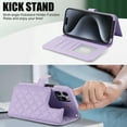 thumbnail image 4 of Case Wallet for iPhone 14 Pro Max, [Wristlet & Crossbody Strap] RFID Blocking 5 Card Slots Stand [Shockproof TPU Shell] PU Leather Magnetic Flip Cover Compatible with iPhone 14 Pro Max, Purple, 4 of 9