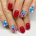 thumbnail image 4 of Uñas postizas, cortas, brillantes, Día de la Independencia, nuevas líneas irregulares, brillo, parche para uñas 24PSC, 4 of 5