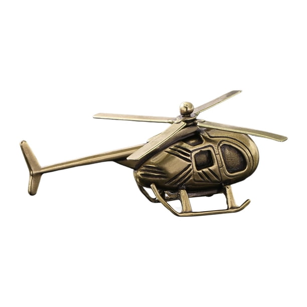 Mini estatua de helicóptero de latón, adorno decorativo para escritorio. Retro