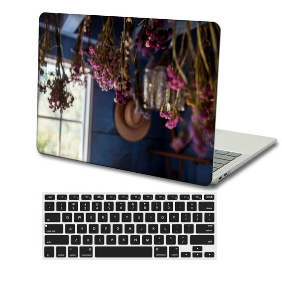 KSK KAISHEK Protective Case Hard Cover for MacBook Air 13.6" with Touch Bar Type C + Black Keyboard Cover Model: A2681 (Flower 1512)