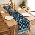 thumbnail image 3 of Table Runner 108 Inches Long for Kitchen Dining, Dark Blue Flowers Dresser Scarf Farmhouse, Dining Table Decorations for Wedding/Parties, Vintage Rustic Abstract Floral Aesthetic 13 x 108 In, 3 of 8