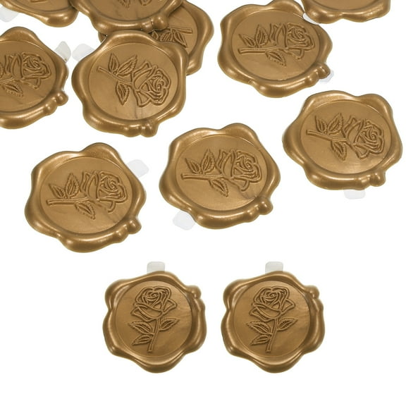 Wax Seal Stickers, 12 Pcs Embossed Self Adhesive Rose Sticker for Envelope Letter Wedding Invitation
