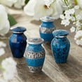 thumbnail image 7 of Reminded Small Cremation Urns for Human Ashes, Mini Keepsake Set of 4 Blue and Silver with Velvet Case, 7 of 7