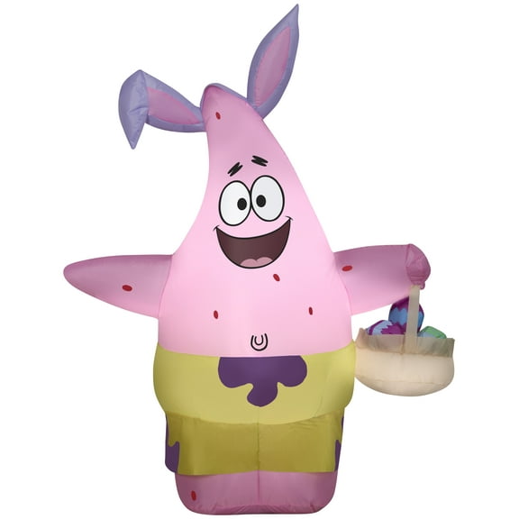 Gemmy Airblown Inflatable Patrick in Easter Outfit SM, 4 ft Tall, Pink